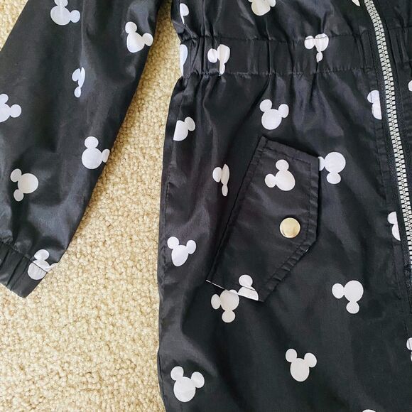 DISNEY Jacket Girls 4T Black Hooded Lightweight‎ Zip Up Red Bow Minnie Mouse - Picture 3 of 7